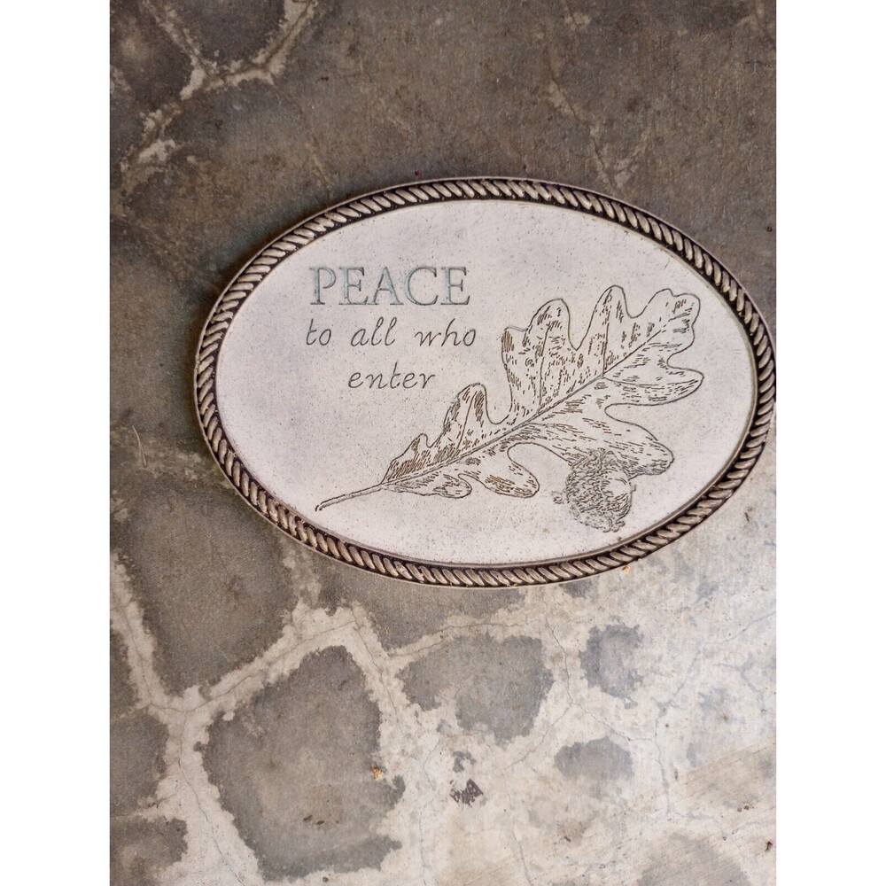 Garden Wall Art Plaque, Peace with Oak Leaf